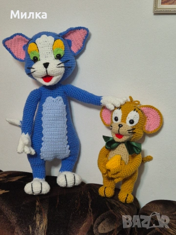 Том и Джери - ръчна изработка, снимка 2 - Плюшени играчки - 53556762