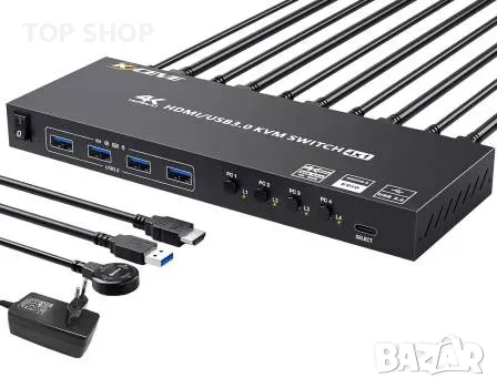 4-портов 4K60Hz HDMI USB3.0 KVM-превключвател, снимка 2 - Кабели и адаптери - 48756465