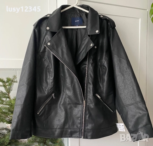 Кoжено дамско яке голям размер KIABI!, снимка 2 - Якета - 52143750