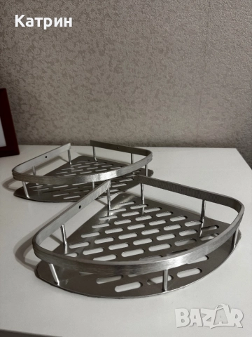 2бр. Ъглови алуминиеви рафтове за баня / етажерка, снимка 2 - Органайзери - 52140097