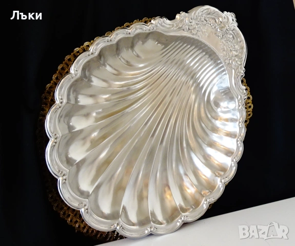 Посребрен съд за сервиране перлена мида,барок. , снимка 4 - Антикварни и старинни предмети - 53394884