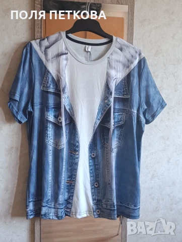 Тениска имитация на дънково яке