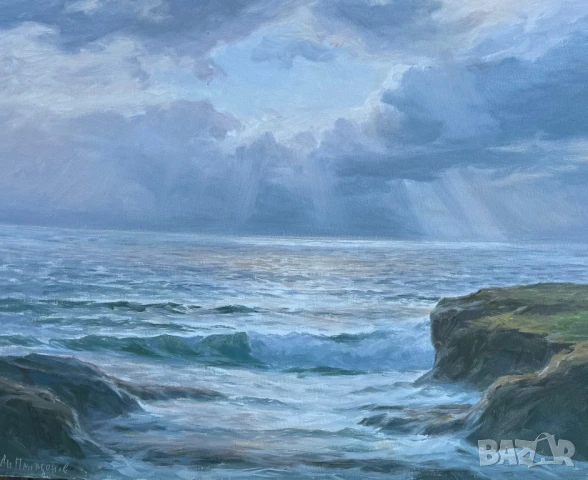 Морски пейзаж от А.Панагонов-край Шабла!, снимка 2 - Картини - 51159946