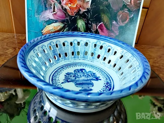 Ажурна  фруктиера от  рязан порцелан -Vintage Ramsel Hamburg, снимка 7 - Чинии - 49012546