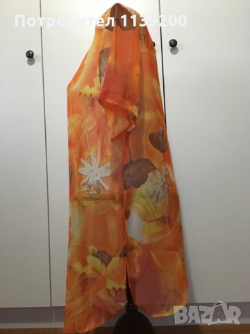 Френска елегантна лятна прозрачна оранжева туника Vittel L, снимка 5 - Туники - 27299977