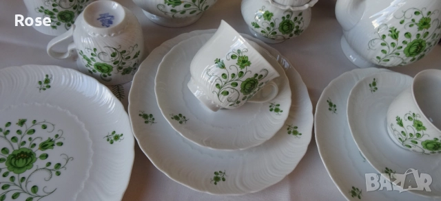 Royal Tettau Grüne Blume Porzellan – изключително бял, фин, костен порцелан, снимка 3 - Сервизи - 51588903