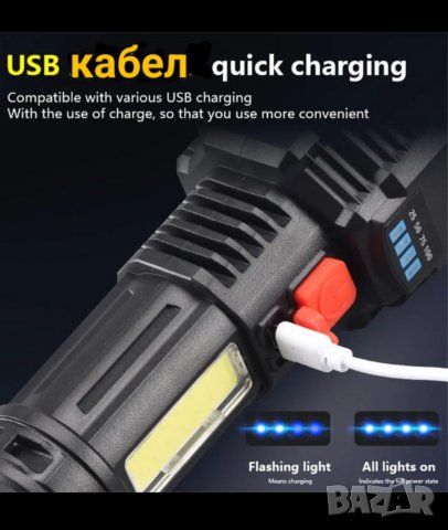  Акумулаторен 5 LED фенер , снимка 2 - Къмпинг осветление - 40189558