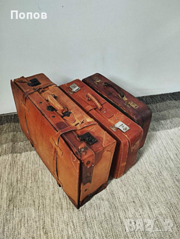 Колекция от стари кожени куфари, снимка 2 - Куфари - 44846772
