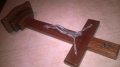 поръчан-Кръст С ХРИСТОС от дърво и метал на поставка-25Х11Х4СМ, снимка 9