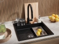 Черна кухненска мивка за вграждане Берген 60 Double Pocket 560x540 мм, снимка 7