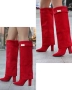 Ботуши на ток - червен велур - KD105, снимка 1