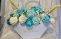 Луксозен букет от соеви свещи в тюркоаз и бяло – ръчна изработка, снимка 4