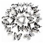 3D 12 бр pvc Черно бели самозалепващи пеперуди декорация за стена и мебел, снимка 3