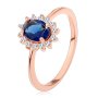 Сребърен пръстен със син камък Сребро проба 925 доста наподобяващ розово злато с цирконий, снимка 1 - Пръстени - 43176059