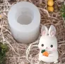 3D заек зайче с морков Силиконов молд форма за свещи гипс сапун смола фондан за декорация на торта , снимка 2