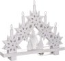 Коледна LED декорация със снежинки и свещи, бяла, 32 см