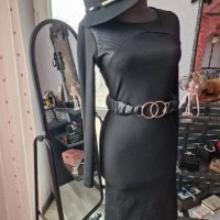 Плътна черна рокля по тялото с полугол гръб - 16,00лв., снимка 1 - Рокли - 24547489