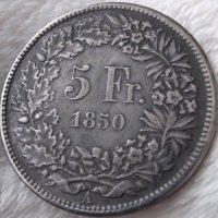 5 франка Швейцария 1850, снимка 1 - Нумизматика и бонистика - 16069603