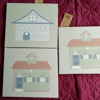 Платна на рамка за рисуване с 2 модела къщи. , снимка 1 - Картини - 43563202