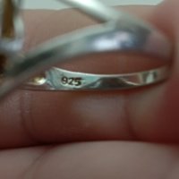Сребърен пръстен с позлата Буква НН, снимка 4 - Пръстени - 43937681