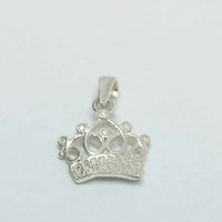 Сребърна висулка корона, снимка 1 - Колиета, медальони, синджири - 43023178