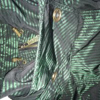 Френски нов бутиков шлифер тренч L Clara Couture зелен черно райе, снимка 16 - Шлифери - 27283202