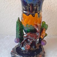 Голяма стара красива керамична ваза бонбониера със сърна, снимка 2 - Статуетки - 34871280
