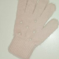 Розови ръкавици, с перли – one size, снимка 3 - Шапки, шалове и ръкавици - 35532971