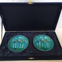 Ръчно рисувани с емайл чинийки "Цветя", в луксозна кутия , уникат, турски, ВИП подарък, амулет, снимка 3 - Декорация за дома - 32319312