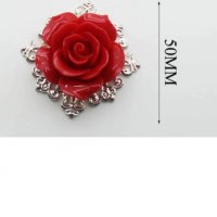 червена роза за брошка или друга украса декор декорация ръчна изработка подарък от смола, снимка 2 - Други - 33556546