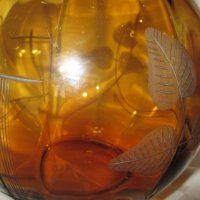 Кристална купа, ваза,ръчно гравирана ,Арт Нуво, снимка 2 - Декорация за дома - 34916435