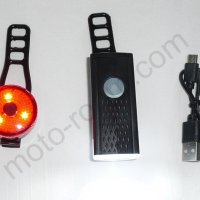 Комплект фар и стоп за велосипед, LED, интегрирани батерии, USB , снимка 1 - Аксесоари за велосипеди - 43340970