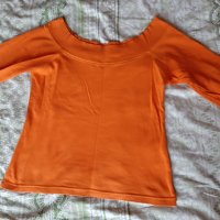 Оранжева къса блузка с тричетвърт ръкав , снимка 1 - Блузи с дълъг ръкав и пуловери - 28305462