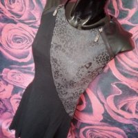 Sweet Miss Черна къса разкроена рокля с кожени елементи С, снимка 3 - Рокли - 37459333