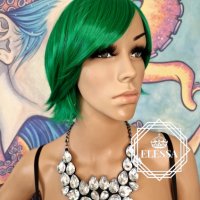 Къс Емо / Косплей Модел Перука в Зелен Цвят с Бретон КОД 8799, снимка 5 - Аксесоари за коса - 40055954