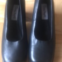 Черни дамски обувки, естествена кожа, с широк ток с височина 7 см, размер 38, снимка 3 - Дамски обувки на ток - 40871807
