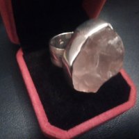Уникати!!Огромен авторски  сребърен пръстен 26 грама с друза  розов кварц , снимка 9 - Пръстени - 32331739