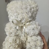 Мече от рози за Свети Валентин, кръщене, подарък, моминско парти - ръчно направено 23 см, снимка 1 - Други - 27169638