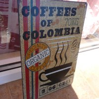Метална табела кафе на зърна от Колумбия специално чувал чашa, снимка 2 - Декорация за дома - 43340463