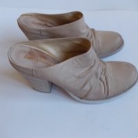 Кожени мюли (бежови) № 38, снимка 2 - Дамски обувки на ток - 32843253