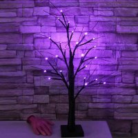 Изкуствено дърво , настолна LED лампа,24 светлини-лилав цвят , снимка 2 - Настолни лампи - 43337594
