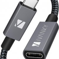 iVANKY USB C удължителен кабел 100 см [100 W, 20 Gbps] USB-C 3.1 Gen 2 мъжки към женски 4K видео каб, снимка 1 - Кабели и адаптери - 40114953