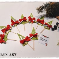 Коледни късметчета за баница- елхички със свитъчета, завързани с панделка, снимка 1 - Коледни подаръци - 43158498