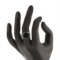 Мъжки сребърен пръстен с черен камък проба 925, снимка 2 - Пръстени - 43249650