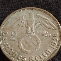 Сребърна монета 2 райхсмарки 1938г. Нацистка Германия Трети Райх с СХВАСТИКА за КОЛЕКЦИЯ 42060, снимка 5 - Нумизматика и бонистика - 43798821