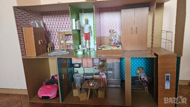 Къща за кукли Барби, ръчно изработена, снимка 1