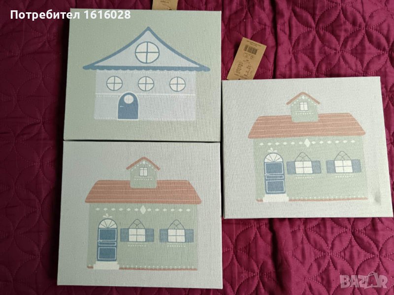 Платна на рамка за рисуване с 2 модела къщи. , снимка 1