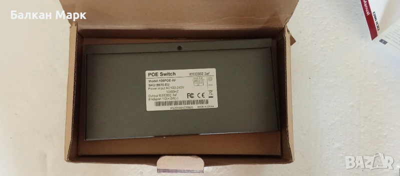 Нов PoE Switch Owsoo 108POE-AF, 8 порта, IEEE 802.3af + адаптер 48V, снимка 1