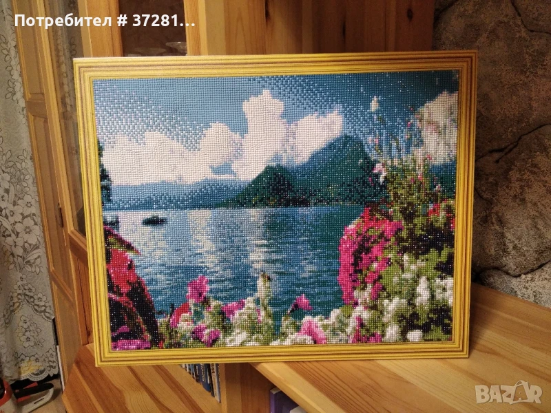 Диамантен гоблен готов изработен идеален подарък за любими хора размер 40/50см с рамка., снимка 1