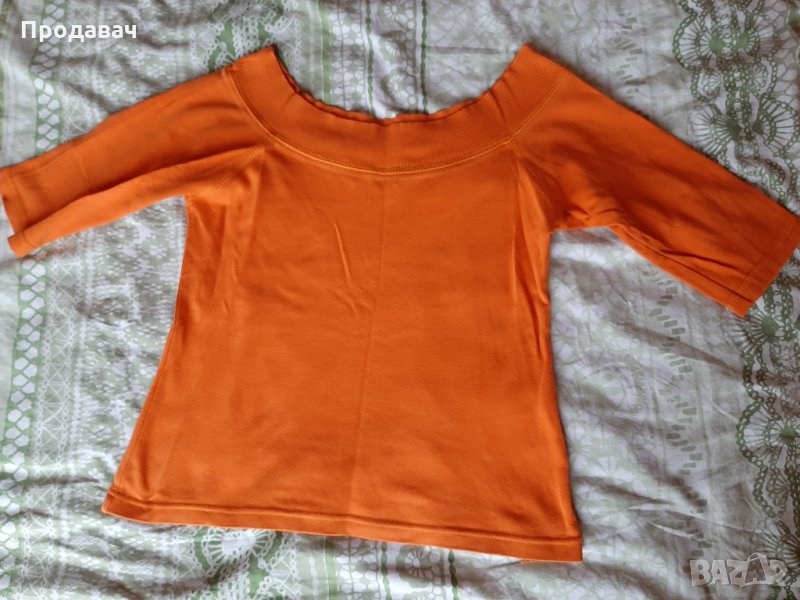 Оранжева къса блузка с тричетвърт ръкав , снимка 1